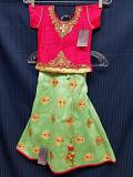 Beautiful Green Lehenga Pink Choli Set Size 18 - 1 to 2 Year Girls #8959